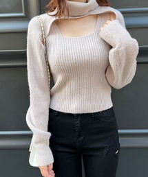 タートルネックボレロ+ニットタンクセット