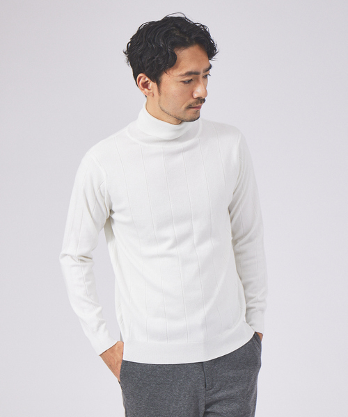 ABAHOUSE GRAY(アバハウスグレイ)の「【12ゲージ】針抜き タートルネック ニット(ニット/セーター・メンズ・ブラック/バイオレット/ホワイト/モカ/ライトグレー・48/46)」の2枚目の写真