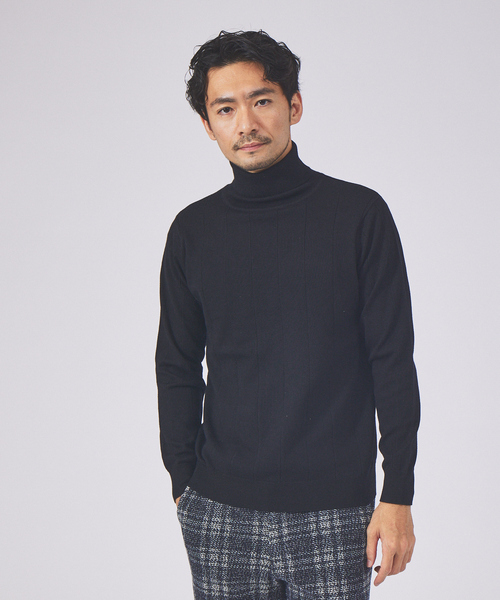ABAHOUSE GRAY(アバハウスグレイ)の「【12ゲージ】針抜き タートルネック ニット(ニット/セーター・メンズ・ブラック/バイオレット/ホワイト/モカ/ライトグレー・48/46)」の7枚目の写真