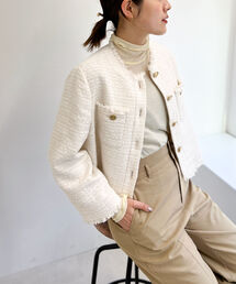 NOLLEY’S | ツイードショートジャケット(ノーカラージャケット)