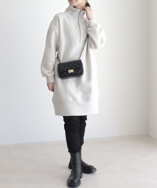 fredy emue（フレディエミュ）の「起毛裏毛ハーフZIPチュニックワンピース（ワンピース・レディース・アイボリー/カーキ/チャコールグレー・38）」の5枚目の写真