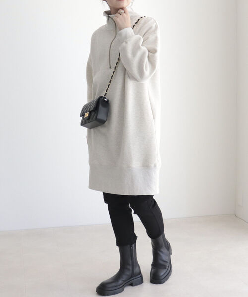 fredy emue（フレディエミュ）の「起毛裏毛ハーフZIPチュニックワンピース（ワンピース・レディース・アイボリー/カーキ/チャコールグレー・38）」の6枚目の写真