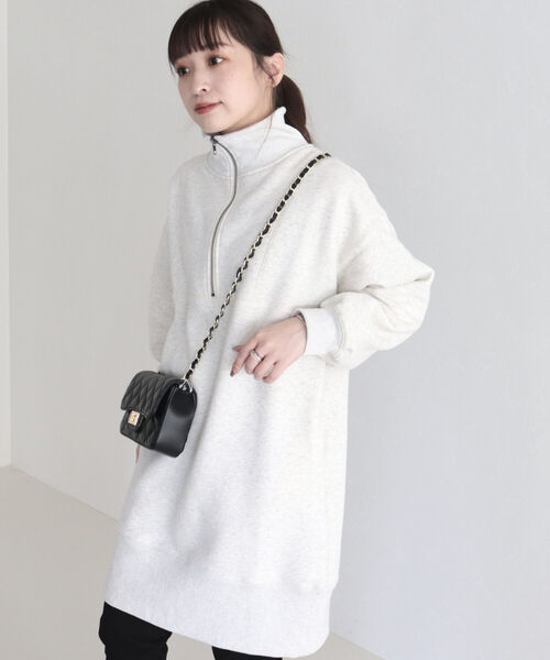 fredy emue（フレディエミュ）の「起毛裏毛ハーフZIPチュニックワンピース（ワンピース・レディース・アイボリー/カーキ/チャコールグレー・38）」の8枚目の写真