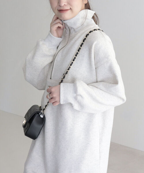 fredy emue（フレディエミュ）の「起毛裏毛ハーフZIPチュニックワンピース（ワンピース・レディース・アイボリー/カーキ/チャコールグレー・38）」の9枚目の写真