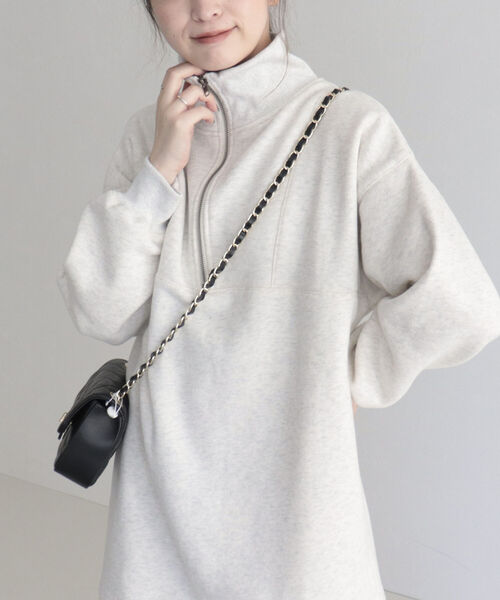 fredy emue（フレディエミュ）の「起毛裏毛ハーフZIPチュニックワンピース（ワンピース・レディース・アイボリー/カーキ/チャコールグレー・38）」の12枚目の写真