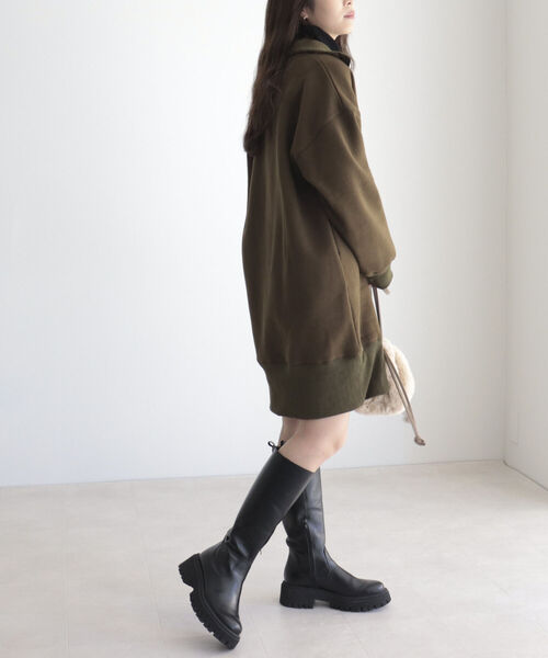 fredy emue（フレディエミュ）の「起毛裏毛ハーフZIPチュニックワンピース（ワンピース・レディース・アイボリー/カーキ/チャコールグレー・38）」の14枚目の写真