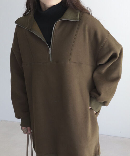 fredy emue（フレディエミュ）の「起毛裏毛ハーフZIPチュニックワンピース（ワンピース・レディース・アイボリー/カーキ/チャコールグレー・38）」の17枚目の写真