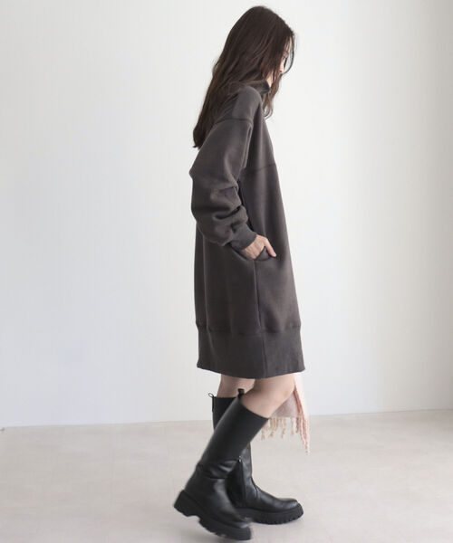 fredy emue（フレディエミュ）の「起毛裏毛ハーフZIPチュニックワンピース（ワンピース・レディース・アイボリー/カーキ/チャコールグレー・38）」の19枚目の写真