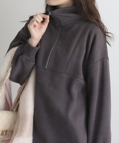 fredy emue（フレディエミュ）の「起毛裏毛ハーフZIPチュニックワンピース（ワンピース・レディース・アイボリー/カーキ/チャコールグレー・38）」の22枚目の写真