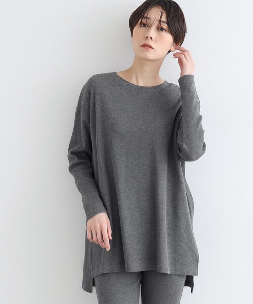 INDIVI（インディヴィ）の「【LIFE/SETUP可能】ワッフルプルオーバー（Tシャツ/カットソー・レディース・チャコール/ライトグレー系8・34/38）」の2枚目の写真