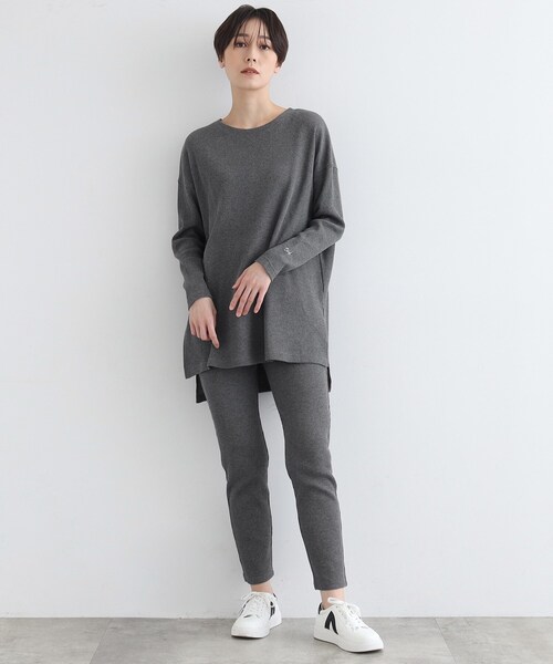 INDIVI（インディヴィ）の「【LIFE/SETUP可能】ワッフルプルオーバー（Tシャツ/カットソー・レディース・チャコール/ライトグレー系8・34/38）」の5枚目の写真
