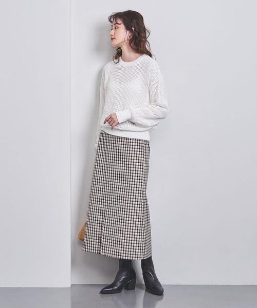 UNITED ARROWS 近年モデル メッシュクルーネックフラワーニット UNITED ARROWS LTD. OUTLET｜コットンナイロン メッシュ