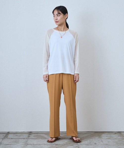 audrey and john wad(オードリーアンドジョンワッド)の「チュールスリーブ配色クルーネックカットソー -手洗い可-(Tシャツ/カットソー・レディース・ブルー/アイボリー/ラベンダー/オレンジ・FREE)」の12枚目の写真