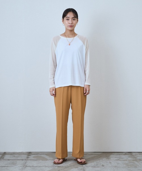 audrey and john wad(オードリーアンドジョンワッド)の「チュールスリーブ配色クルーネックカットソー -手洗い可-(Tシャツ/カットソー・レディース・ブルー/アイボリー/ラベンダー/オレンジ・FREE)」の13枚目の写真