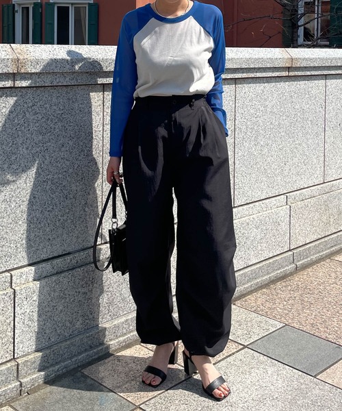 audrey and john wad(オードリーアンドジョンワッド)の「チュールスリーブ配色クルーネックカットソー -手洗い可-(Tシャツ/カットソー・レディース・ブルー/アイボリー/ラベンダー/オレンジ・FREE)」の18枚目の写真