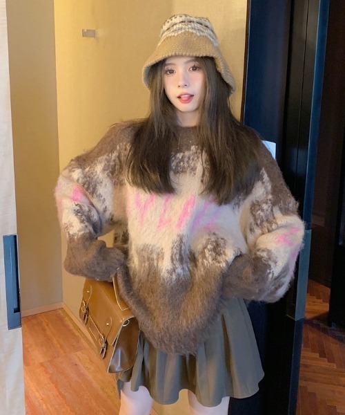 DIAVEL（ディアベル）の「ロゴミックスジャガードニット（ニット/セーター・レディース・グレー/モカ・M）」の11枚目の写真