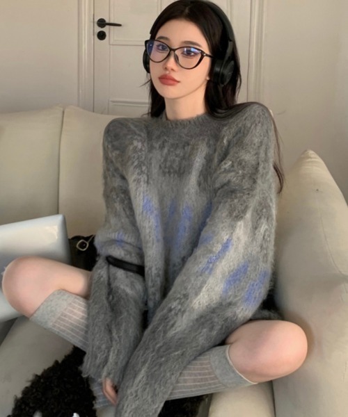 DIAVEL（ディアベル）の「ロゴミックスジャガードニット（ニット/セーター・レディース・グレー/モカ・M）」の7枚目の写真