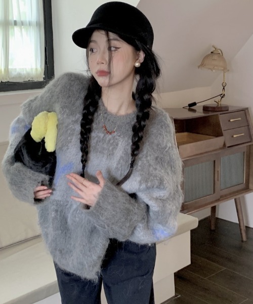 DIAVEL（ディアベル）の「ロゴミックスジャガードニット（ニット/セーター・レディース・グレー/モカ・M）」の6枚目の写真