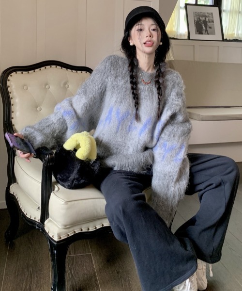 DIAVEL（ディアベル）の「ロゴミックスジャガードニット（ニット/セーター・レディース・グレー/モカ・M）」の5枚目の写真