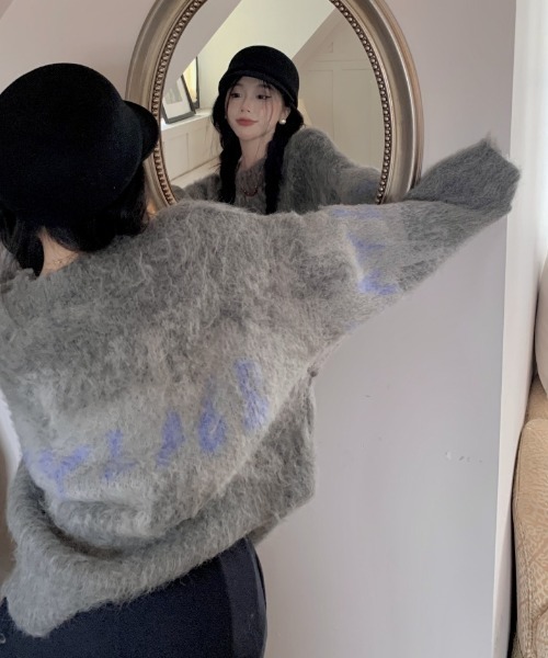 DIAVEL（ディアベル）の「ロゴミックスジャガードニット（ニット/セーター・レディース・グレー/モカ・M）」の4枚目の写真