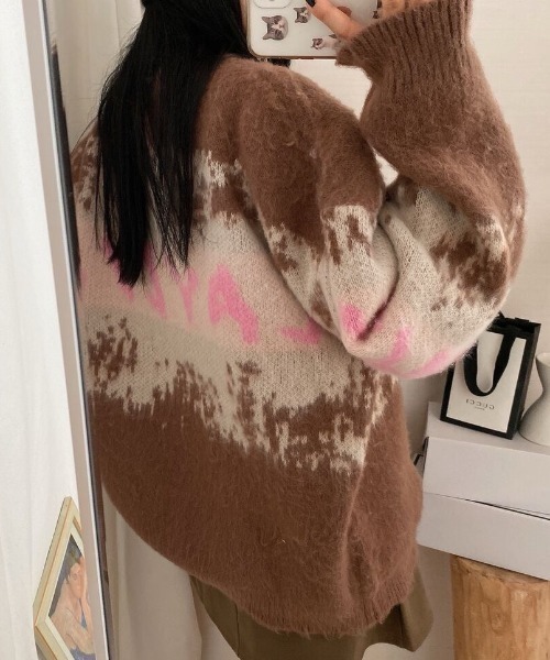 DIAVEL（ディアベル）の「ロゴミックスジャガードニット（ニット/セーター・レディース・グレー/モカ・M）」の15枚目の写真