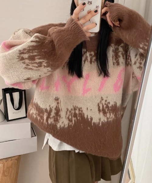 DIAVEL（ディアベル）の「ロゴミックスジャガードニット（ニット/セーター・レディース・グレー/モカ・M）」の16枚目の写真