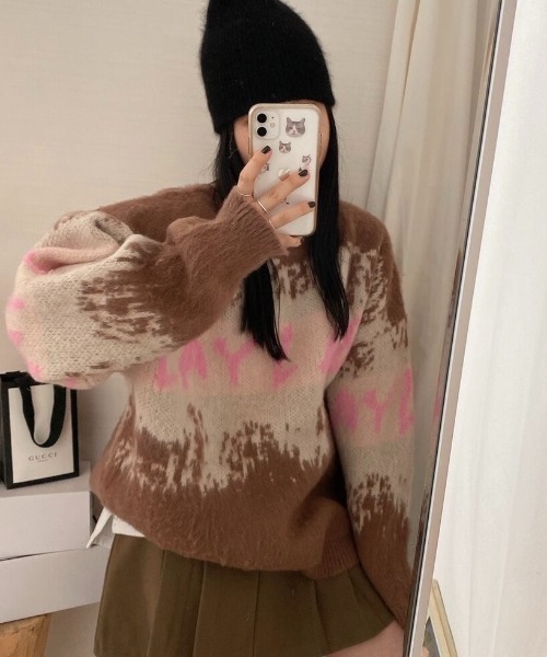 DIAVEL（ディアベル）の「ロゴミックスジャガードニット（ニット/セーター・レディース・グレー/モカ・M）」の18枚目の写真