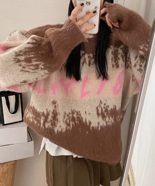 DIAVEL（ディアベル）の「ロゴミックスジャガードニット（ニット/セーター・レディース・グレー/モカ・M）」の19枚目の写真