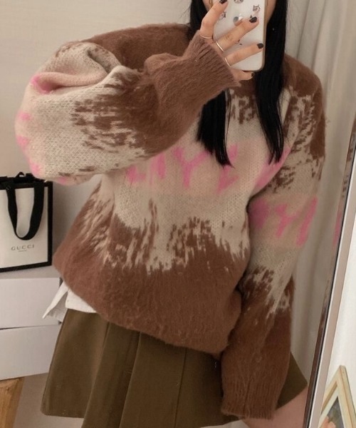 DIAVEL（ディアベル）の「ロゴミックスジャガードニット（ニット/セーター・レディース・グレー/モカ・M）」の13枚目の写真