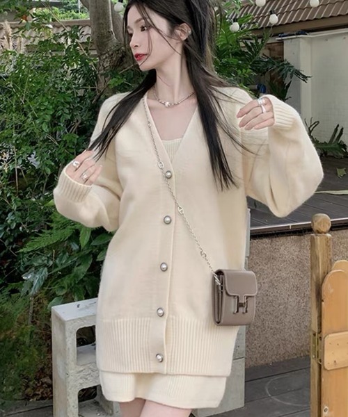 AsRiRe(アスリレイ)の「【AsRiRe】ニットカーディガン&キャミワンピース 2点セット(ワンピース・レディース・モカ/グレー/ブラック/アイボリー・M)」の14枚目の写真