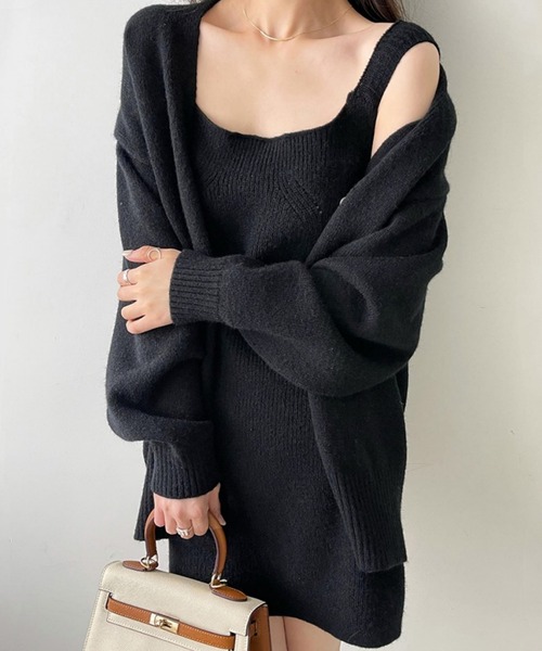 AsRiRe(アスリレイ)の「【AsRiRe】ニットカーディガン&キャミワンピース 2点セット(ワンピース・レディース・モカ/グレー/ブラック/アイボリー・M)」の17枚目の写真