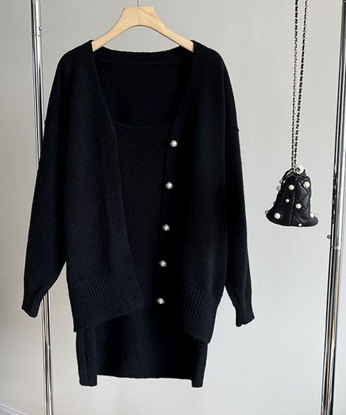 AsRiRe(アスリレイ)の「【AsRiRe】ニットカーディガン&キャミワンピース 2点セット(ワンピース・レディース・モカ/グレー/ブラック/アイボリー・M)」の5枚目の写真