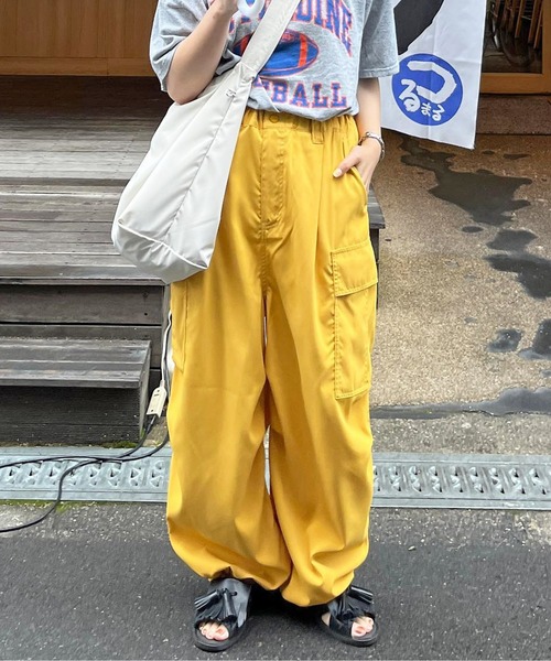 STONE  ナイロンメタル　カーゴパンツ　イエロー　Lサイズ STONE ナイロンメタル カーゴパンツ イエロー Lサイズ カーゴ