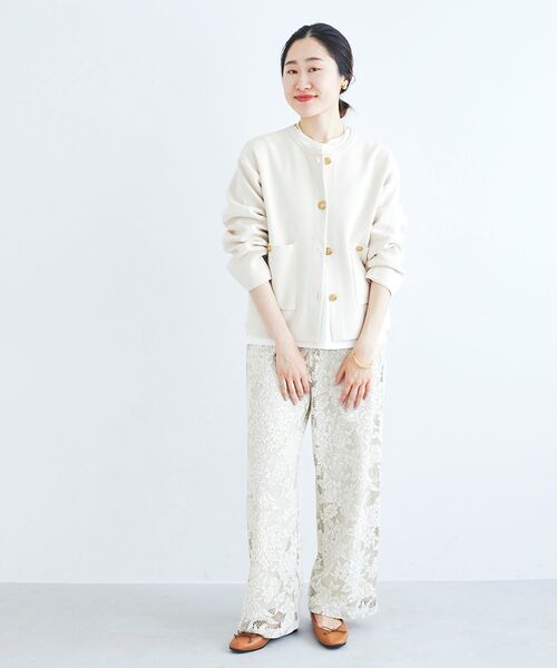 le.coeur blanc（ルクールブラン）の「ミラノリブニットジャケット（その他アウター・レディース・オフホワイト/ネイビー・38）」の5枚目の写真