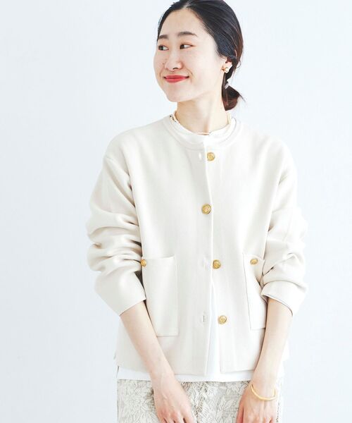 le.coeur blanc（ルクールブラン）の「ミラノリブニットジャケット（その他アウター・レディース・オフホワイト/ネイビー・38）」の7枚目の写真