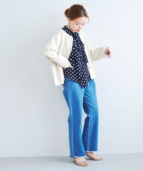 le.coeur blanc（ルクールブラン）の「ミラノリブニットジャケット（その他アウター・レディース・オフホワイト/ネイビー・38）」の16枚目の写真