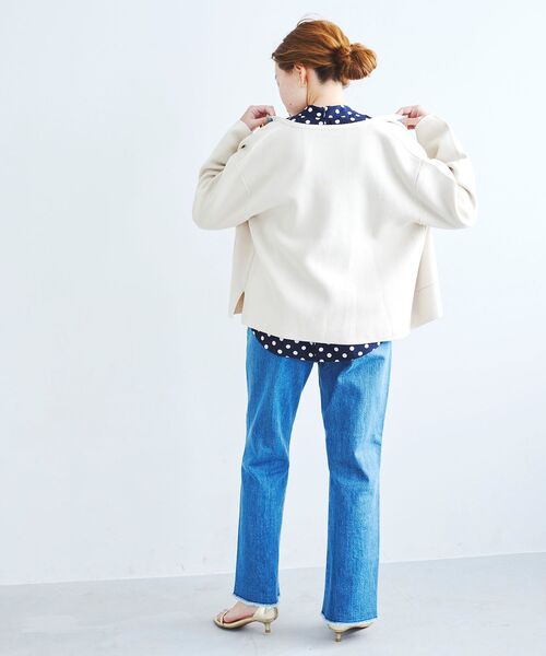 le.coeur blanc（ルクールブラン）の「ミラノリブニットジャケット（その他アウター・レディース・オフホワイト/ネイビー・38）」の12枚目の写真