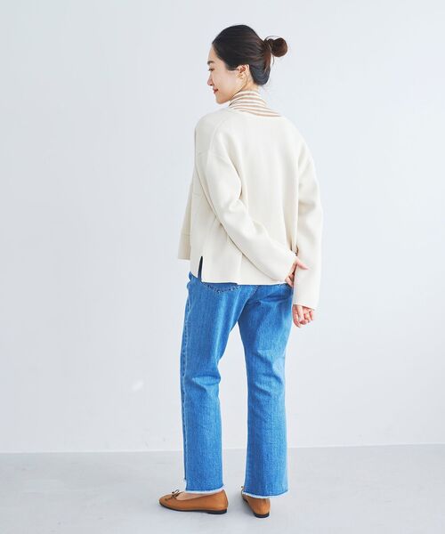 le.coeur blanc（ルクールブラン）の「ミラノリブニットジャケット（その他アウター・レディース・オフホワイト/ネイビー・38）」の14枚目の写真