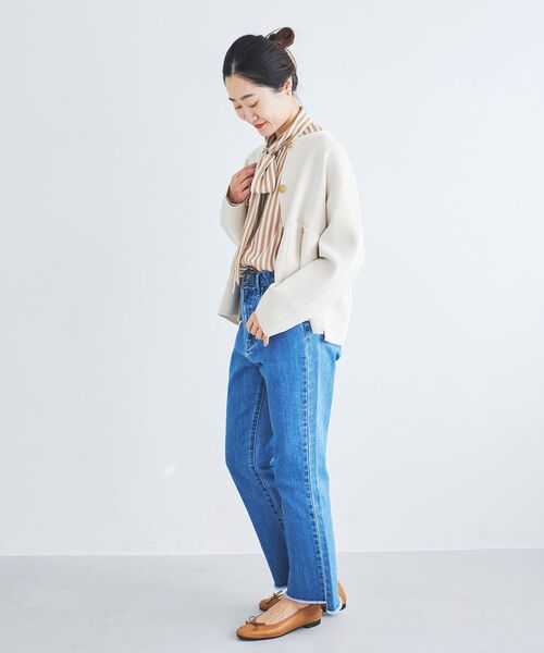 le.coeur blanc（ルクールブラン）の「ミラノリブニットジャケット（その他アウター・レディース・オフホワイト/ネイビー・38）」の18枚目の写真