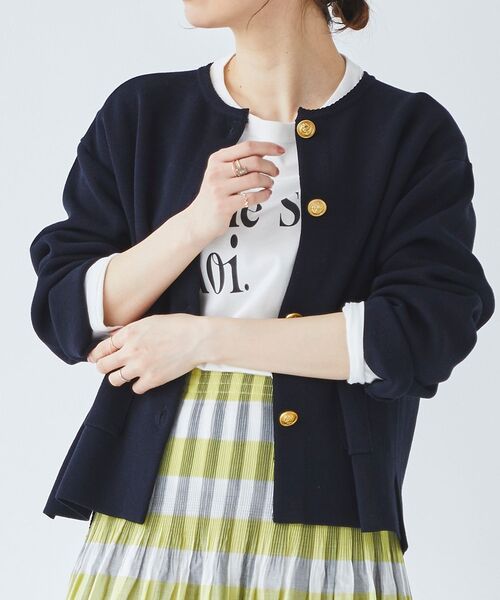 le.coeur blanc（ルクールブラン）の「ミラノリブニットジャケット（その他アウター・レディース・オフホワイト/ネイビー・38）」の20枚目の写真