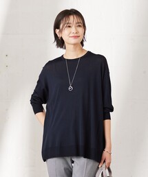 【洗える】 シルキーレーヨンストレッチ オーバーサイズ ニット