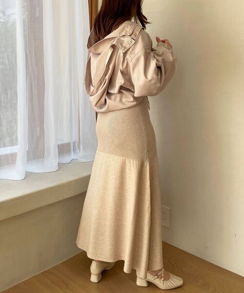 MAJESTIC LEGON（マジェスティックレゴン）の「プレートカーデsetニットワンピ（ワンピース・レディース・ブルー/ライトグレー/ベージュ・MEDIUM）」の20枚目の写真