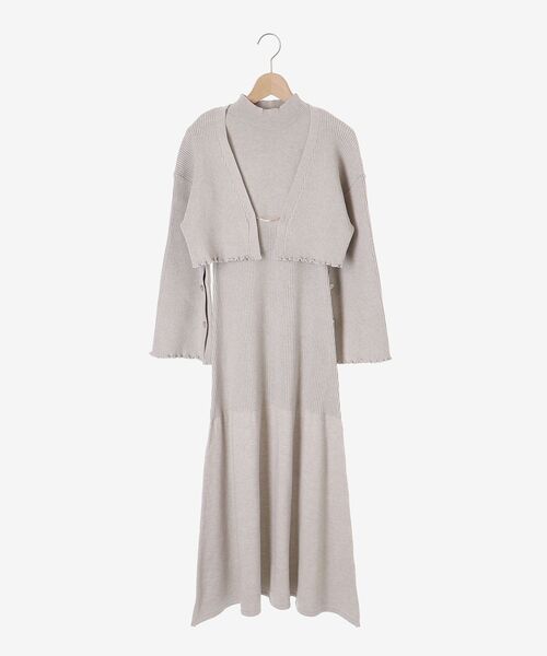 MAJESTIC LEGON（マジェスティックレゴン）の「プレートカーデsetニットワンピ（ワンピース・レディース・ブルー/ライトグレー/ベージュ・MEDIUM）」の16枚目の写真