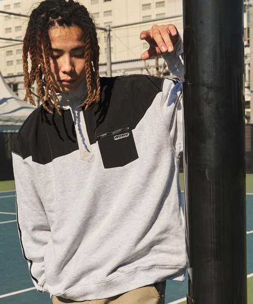 NYUDROP(ニュードロップ)の「【NYUDROP】NYLON COMBINATION SIDE LINE PULLOVER SWEAT ナイロン切替 サイドライン プルオーバースウェット(スウェット・メンズ・アッシュグレー/ブラック/ブルー/グリーン・M/L/XL)」の22枚目の写真
