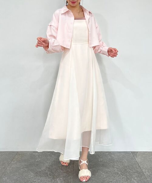 MAJESTIC LEGON（マジェスティックレゴン）の「【WEB限定】シアーレディキャミワンピ（ワンピース・レディース・グレイッシュベージュ/ライトグリーン/ブルー/ブラック/アイボリー・SMALL/MEDIUM/X-SMALL）」の7枚目の写真