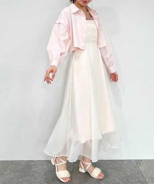 MAJESTIC LEGON（マジェスティックレゴン）の「【WEB限定】シアーレディキャミワンピ（ワンピース・レディース・グレイッシュベージュ/ライトグリーン/ブルー/ブラック/アイボリー・SMALL/MEDIUM/X-SMALL）」の8枚目の写真