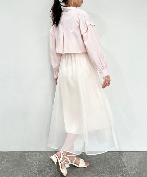 MAJESTIC LEGON（マジェスティックレゴン）の「【WEB限定】シアーレディキャミワンピ（ワンピース・レディース・グレイッシュベージュ/ライトグリーン/ブルー/ブラック/アイボリー・SMALL/MEDIUM/X-SMALL）」の10枚目の写真