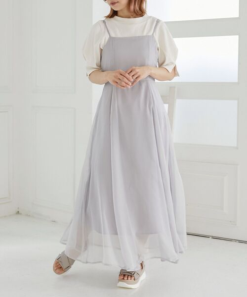 MAJESTIC LEGON（マジェスティックレゴン）の「【WEB限定】シアーレディキャミワンピ（ワンピース・レディース・グレイッシュベージュ/ライトグリーン/ブルー/ブラック/アイボリー・SMALL/MEDIUM/X-SMALL）」の14枚目の写真