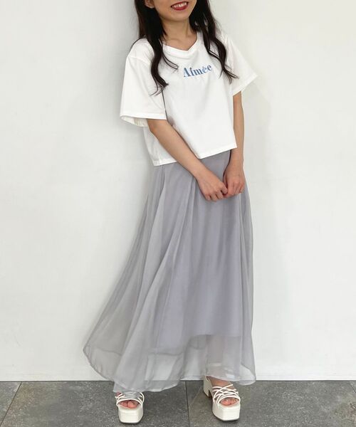 MAJESTIC LEGON（マジェスティックレゴン）の「【WEB限定】シアーレディキャミワンピ（ワンピース・レディース・グレイッシュベージュ/ライトグリーン/ブルー/ブラック/アイボリー・SMALL/MEDIUM/X-SMALL）」の18枚目の写真