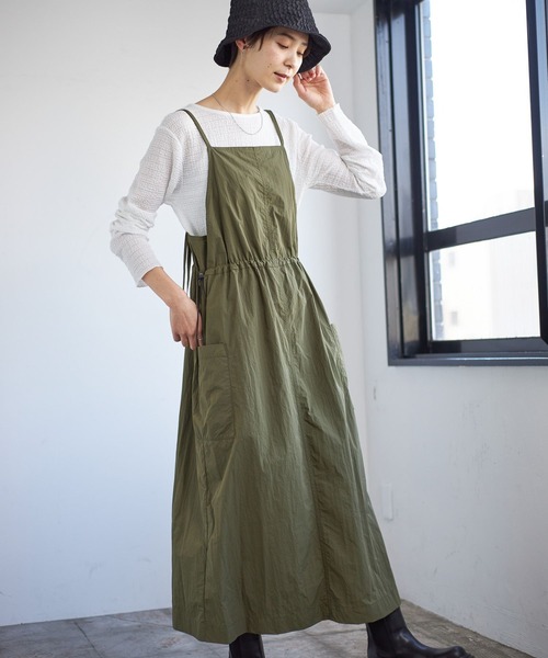 LEPSIM（レプシィム）の「ナイロンミリタリーキャミワンピース　188215（ワンピース・レディース・カーキ/チャコールグレー・FREE）」の4枚目の写真